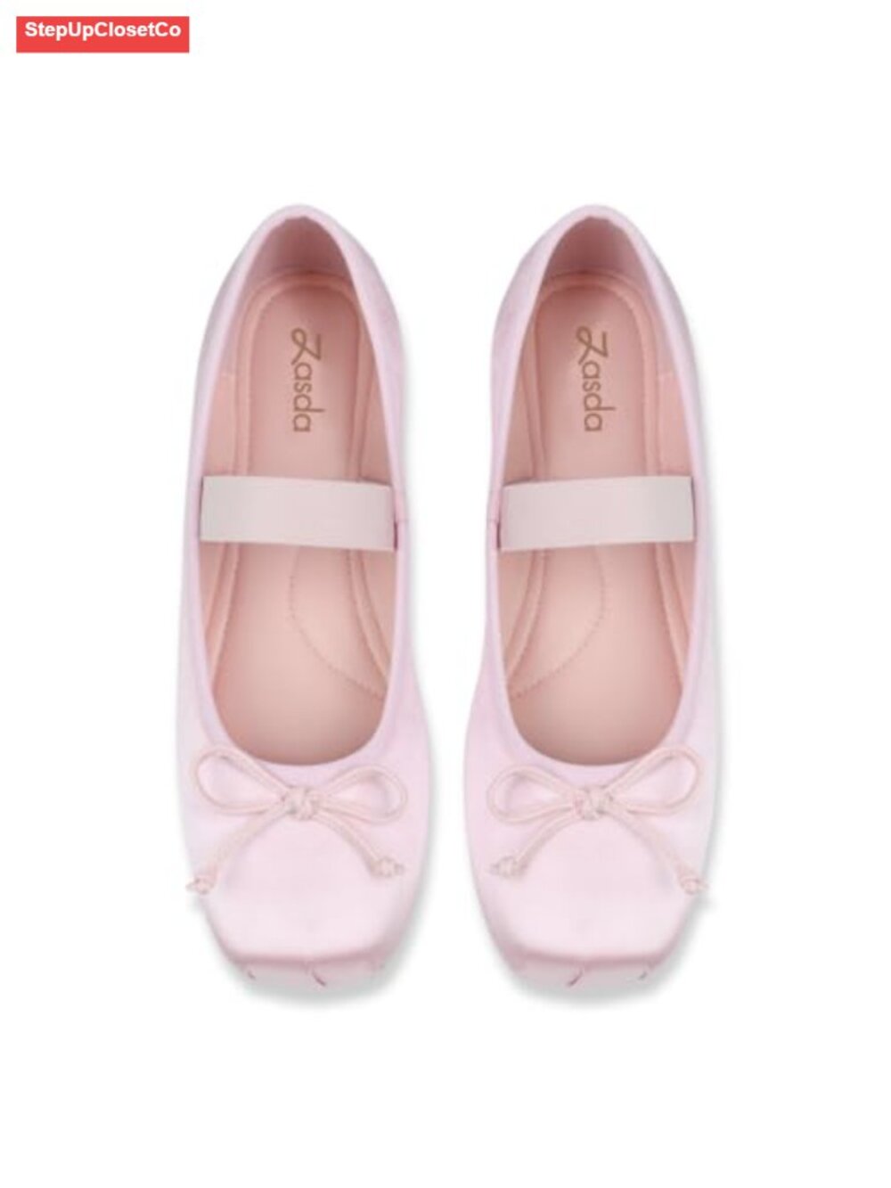 Women's Satin Ballet Flats Comfortable Bow Square Toe Slip On Casual Work Shoes